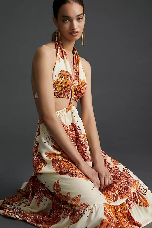 Farm x Anthropologie Cutout Floral Maxi Dress | Anthropologie (US)