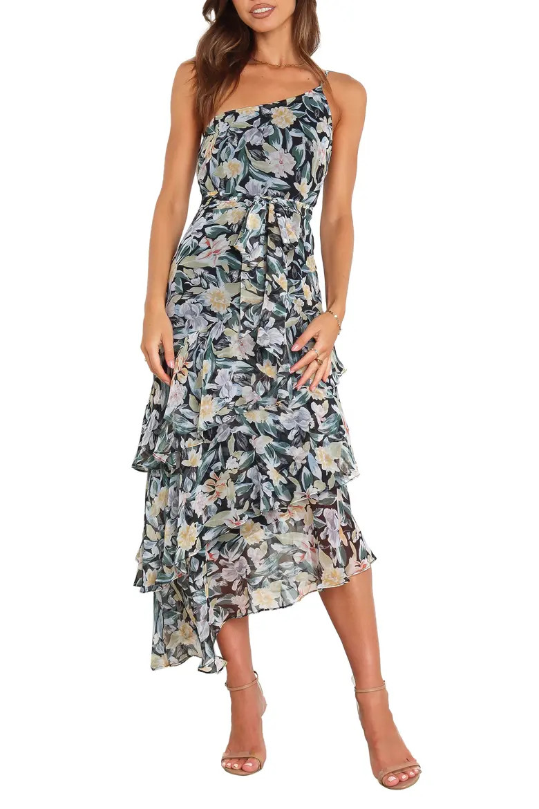 Amren Floral One-Shoulder Tiered Asymmetric Dress (Women) | Nordstrom | Nordstrom