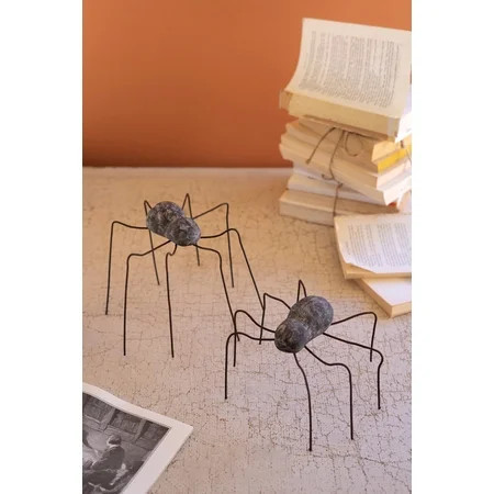 Kalalou Clay and Wire Spider Sculptures for Spooky Styling (Set of 2) 8" | Walmart (US)