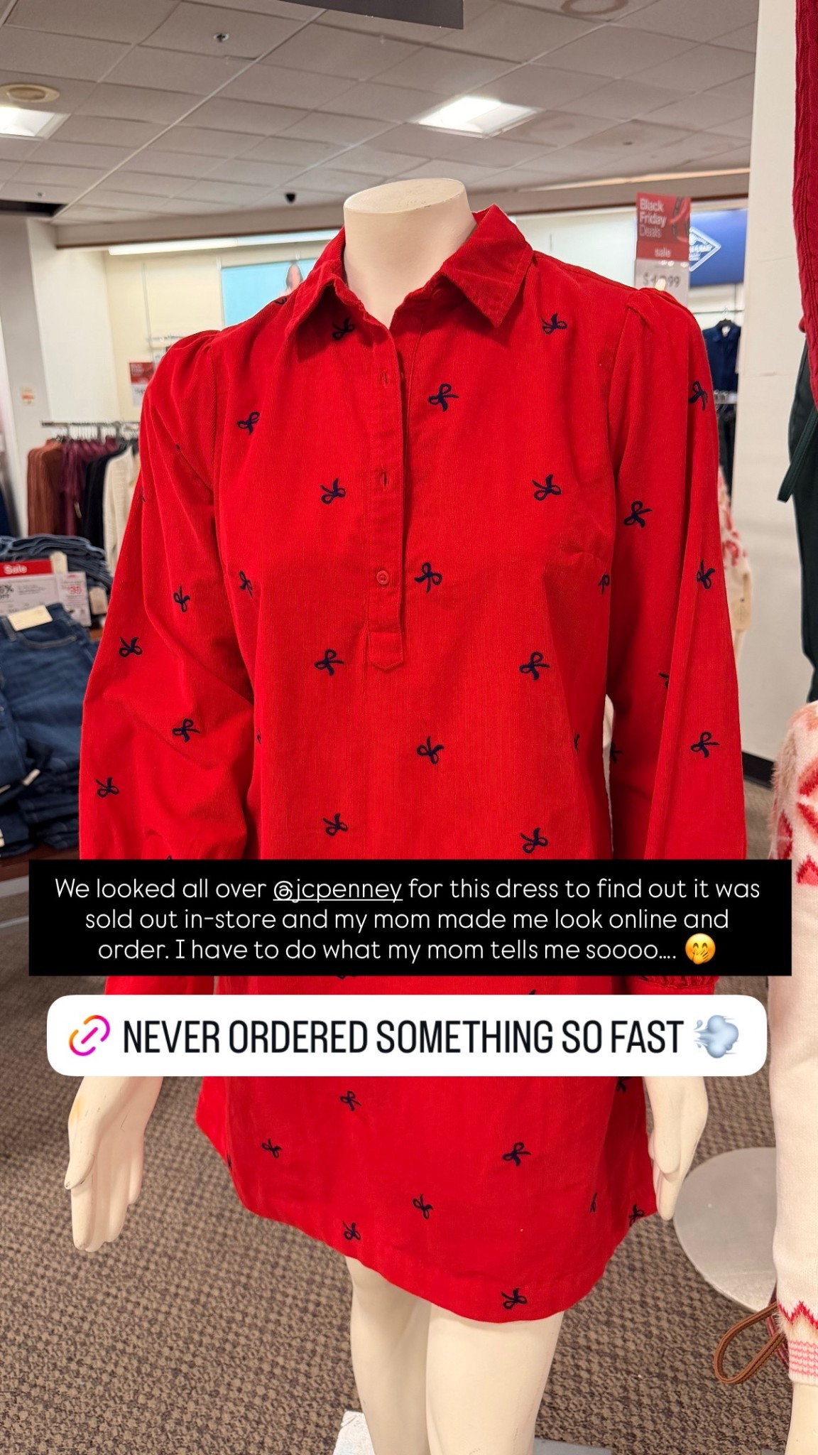 Red corduroy dress with black bow  ribbon 🎀  from JcPenny! Perfect for the Holidays!! 🎄🎄🎄

#LTKHoliday #LTKCyberWeek #LTKMidsize