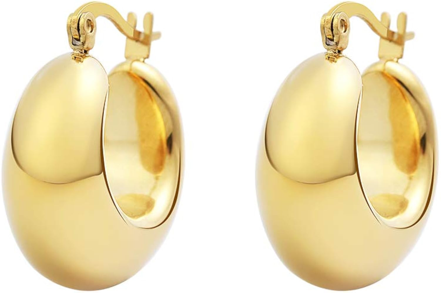 Edforce Stainless Steel Chunky Large Thick Rounded Tube Hoop Earrings | Amazon (US)