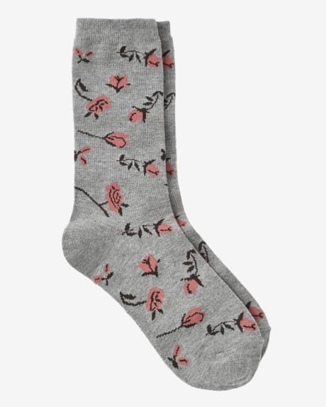 Women's flower print socks.Black.1SIZE | RW&CO.