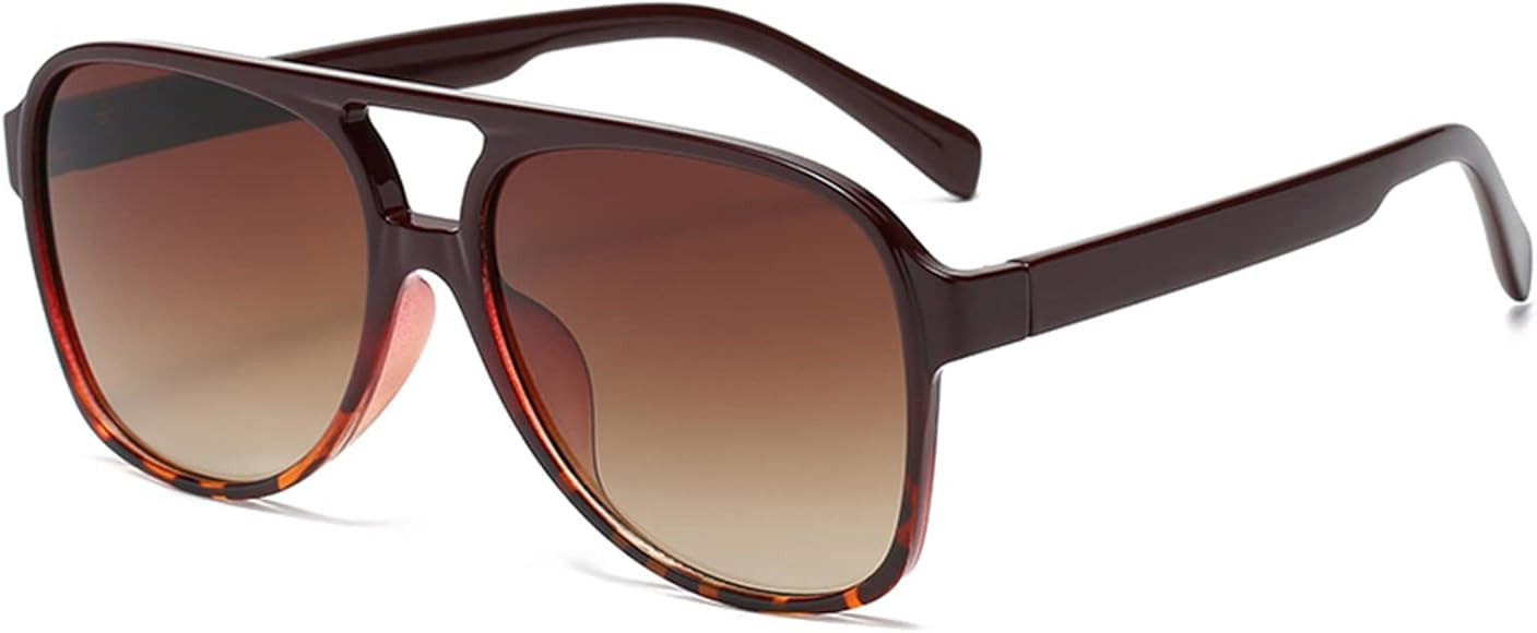 YAMEIZE Retro Double Bridge Rectangle Sunglasses - for Women Men Square Night Vision UV400 Protec... | Amazon (UK)