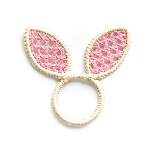 Bunny Ears Rattan Napkin Ring, Pink | The Avenue