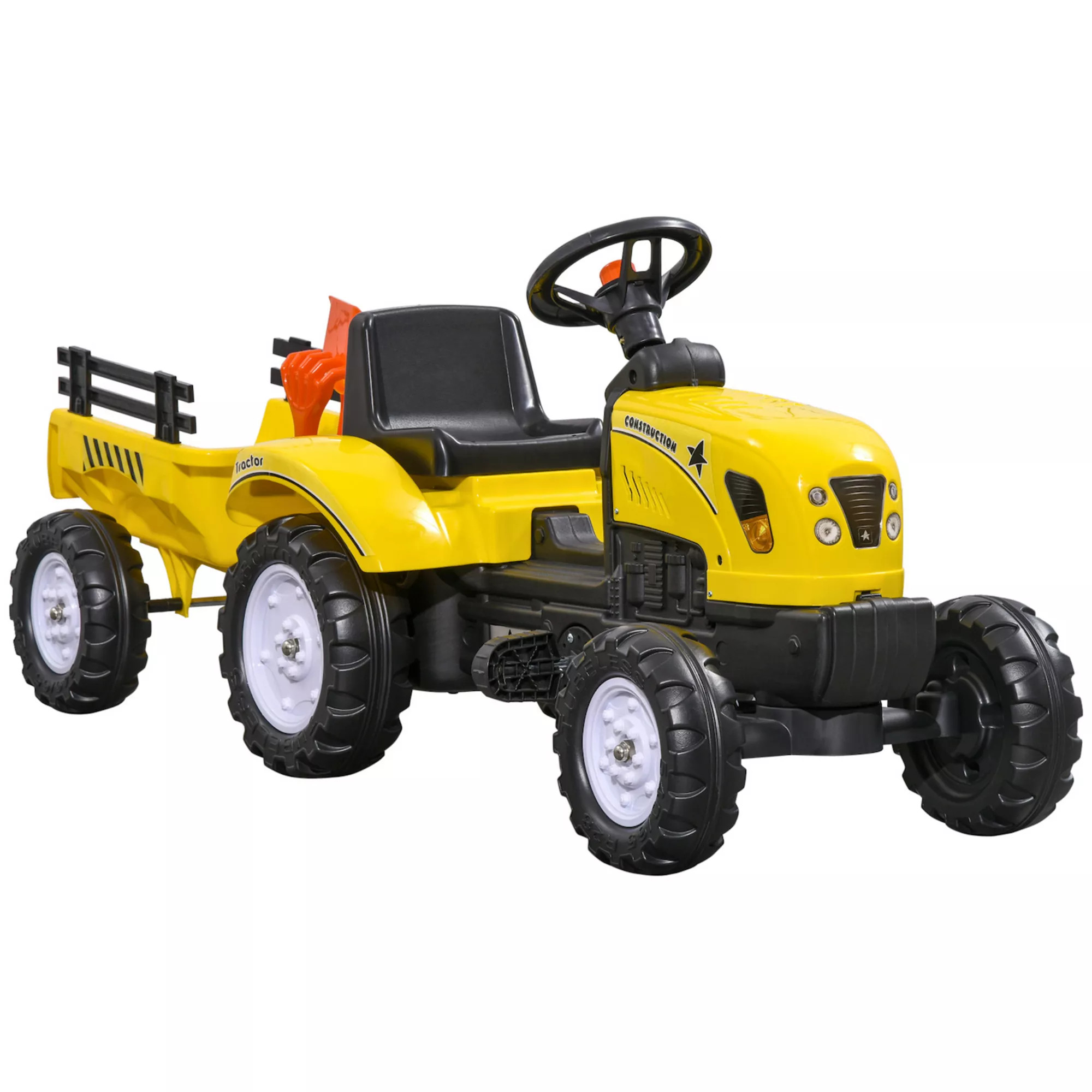 Aosom Ride On Pull Tractor With Back Trailer, Shovel & Rake For 3 Year Old | Kohl's