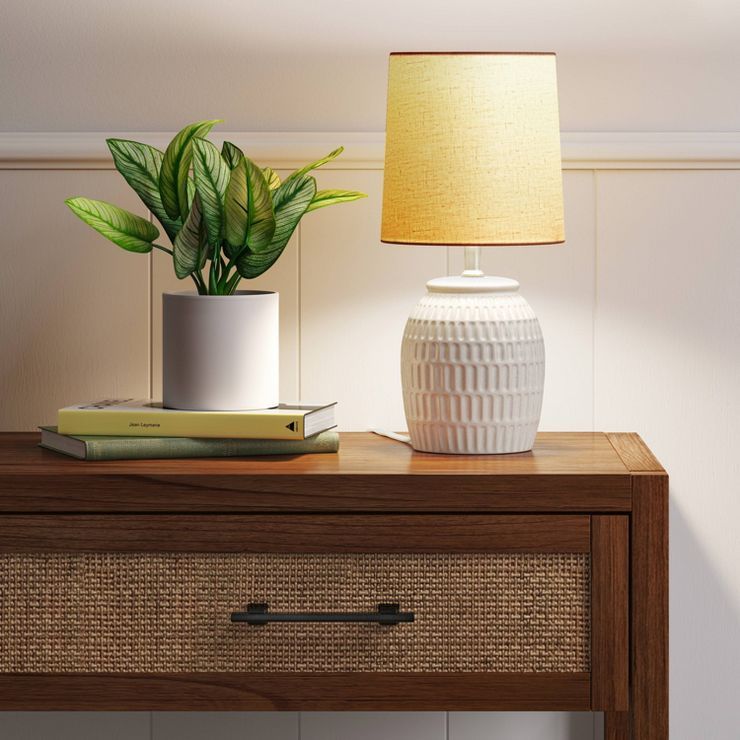 Embossed Scoop Pattern Ceramic Mini Lamp (Includes LED Light Bulb) White - Threshold™ | Target