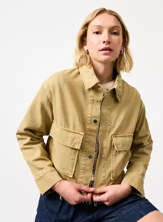 Buy Cream Boxy Fit Twill Jacket M | Jackets | Tu | Tu Clothing