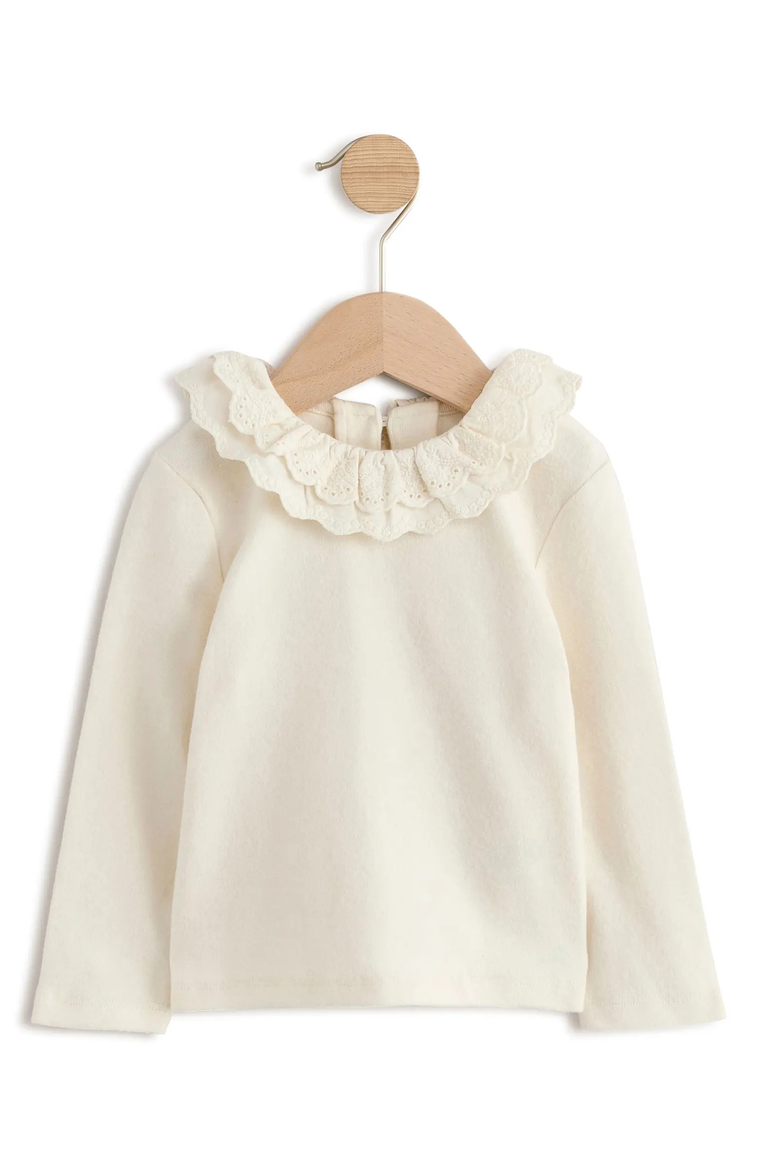 Kids' Eyelet Collar Long Sleeve Top | Nordstrom
