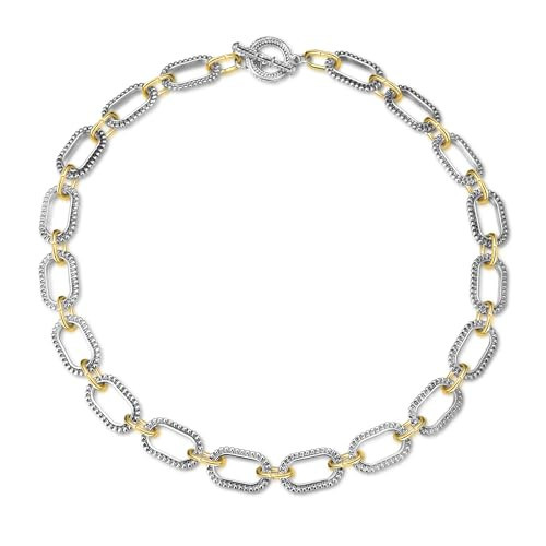 dnswez Wire Necklaces for Women, 2 Tone Link Chain Necklaces Circles Gold and Silver Adjustable Necklaces Costume Jewelry Gifts for Women (Paperclip-D) | Amazon (US)