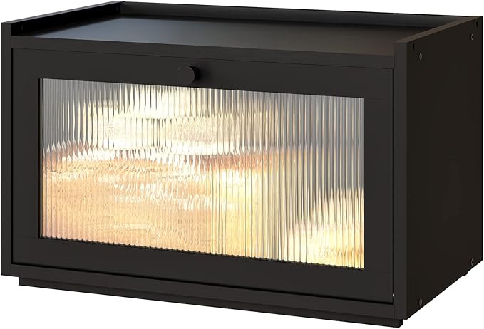 Large Bread Box for Kitchen Counter, Black Bamboo Bread Storage Container with Wavy Arcylic Trans... | Amazon (US)