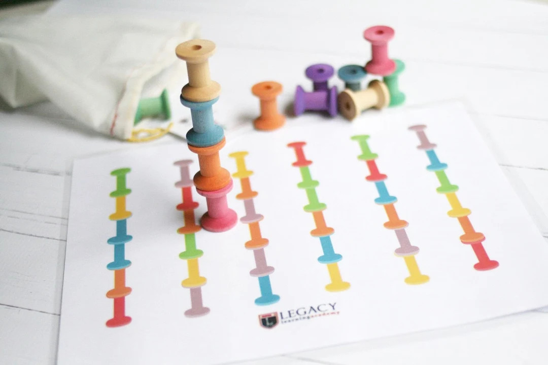 Wooden Spool Stacking Game Montessori Rainbow Wood Toy for - Etsy | Etsy (US)