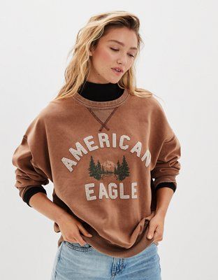 AE Hangout Crew Neck Sweatshirt | American Eagle Outfitters (US & CA)