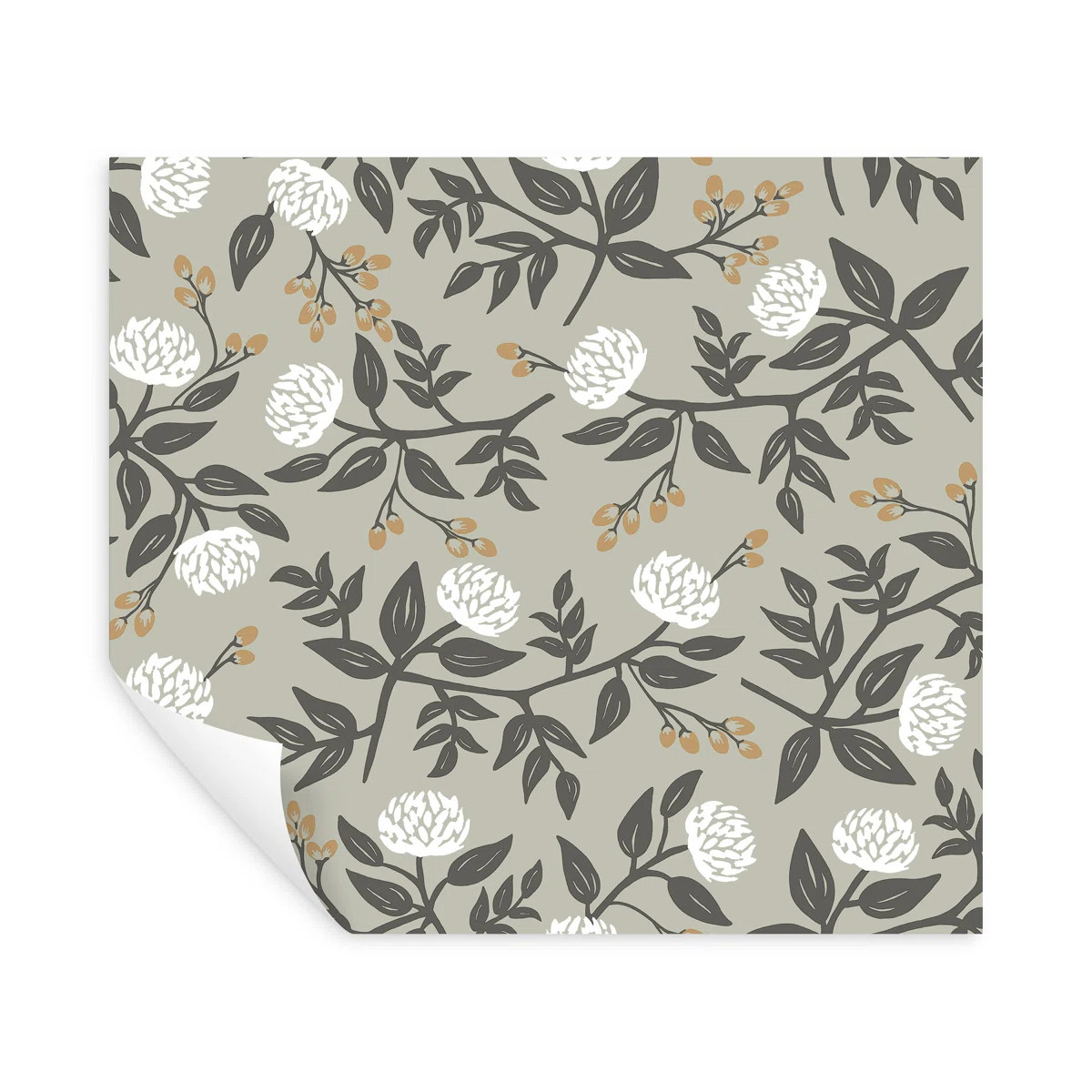 Peonies Grey Floral Premium Peel and Stick Wallpaper | Wayfair North America