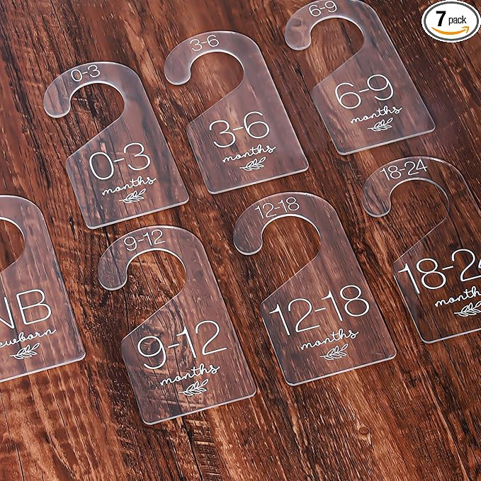 Whaline 7Pcs Baby Closet Size Dividers Clear Acrylic Infant Clothes Hanger Separators Newborn to ... | Amazon (US)