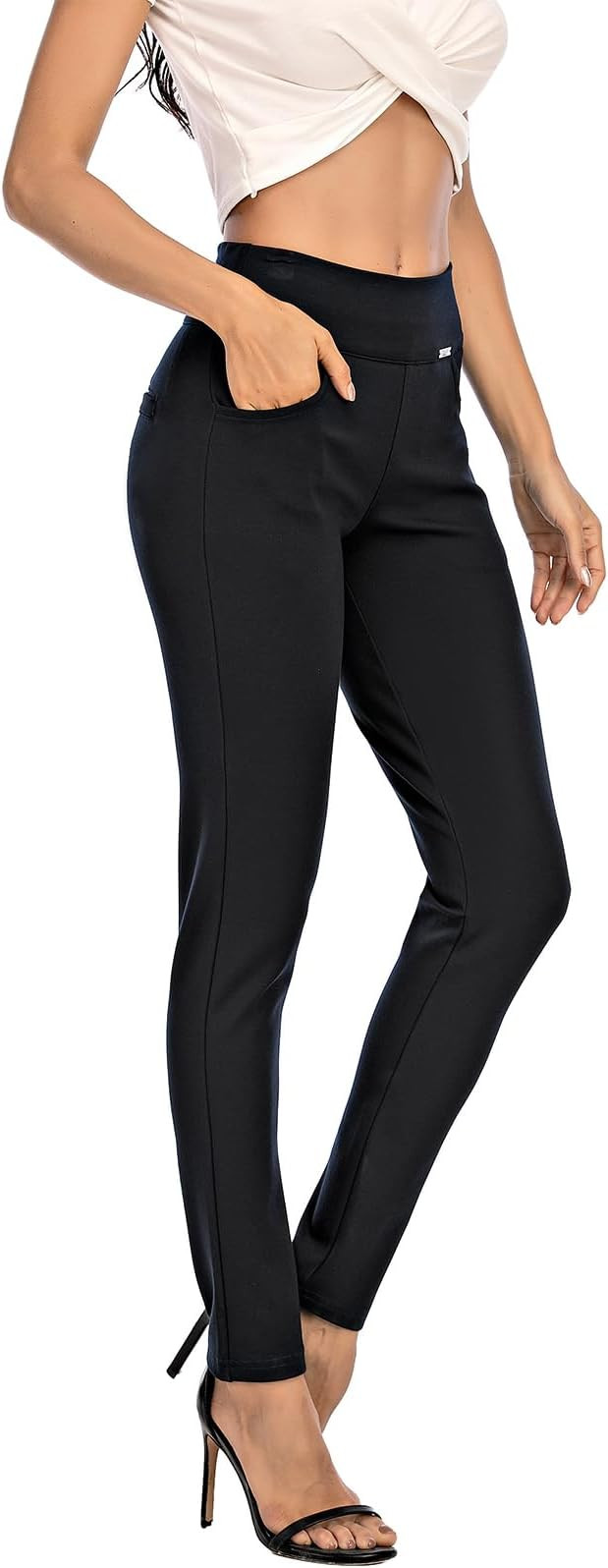 neezeelee Dress Pants for Women Comfort Stretch Slim Fit Leg Skinny High Waist Pull on Pants with... | Amazon (US)