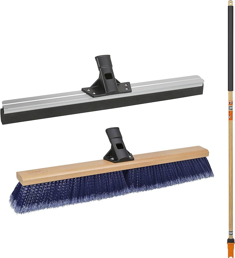 SWOPT 24” Floor Squeegee, 24” Multi-Surface Push Broom + 60" EVA Foam Comfort Grip Wooden Han... | Amazon (US)
