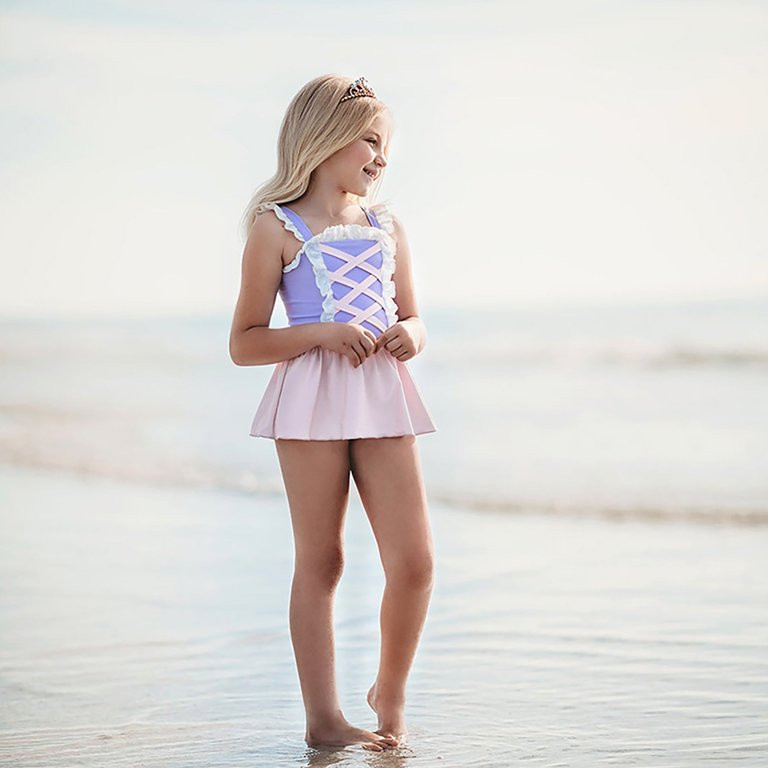 HAWEE Little Girls Two-Piece Summer Swimwear Princess Bathing Suit - Walmart.com | Walmart (US)