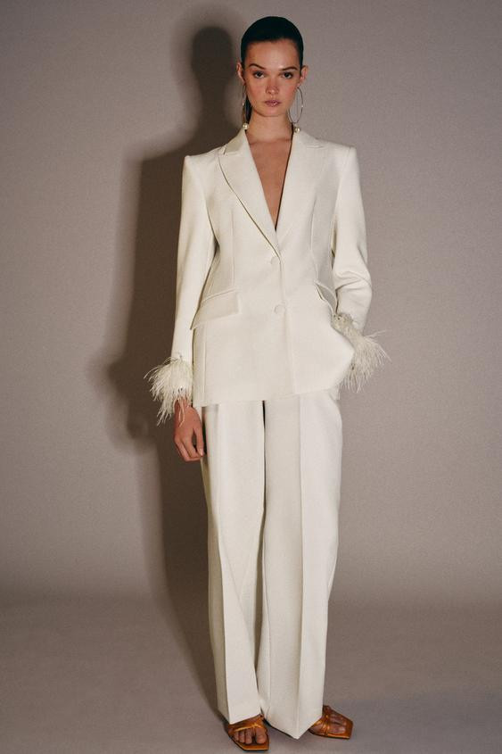 BLAZER WITH FEATHER CUFFS | Zara UK