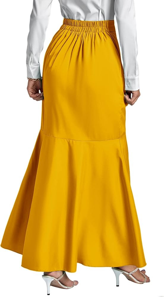 LYANER Women's Tie Waist Ruffle Wrap Mermaid Fishtail Hem High Waist Long Maxi Skirt | Amazon (US)