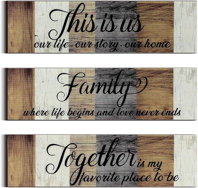 3 Pieces This is Us Sign Rustic Family Home Decor Wooden Sign Together Hanging Wall Decorations f... | Amazon (US)