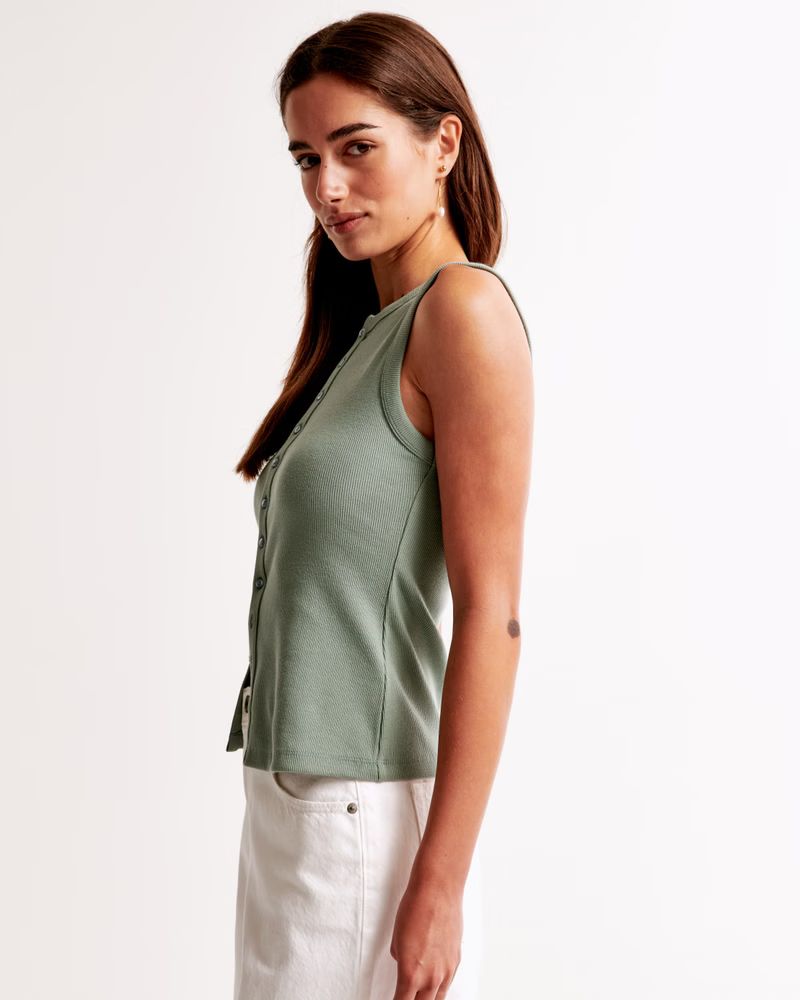 Women's Rib Crew Button-Up Top | Women's Tops | Abercrombie.com | Abercrombie & Fitch (US)