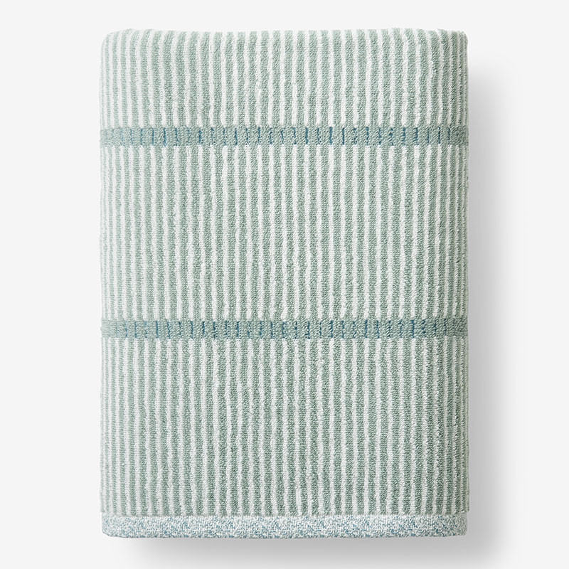 Narrow Stripe Reversible Cotton Bath Sheet - Green/Teal/Turquoise Blue, Size 39 In. x 68 In. | The Company Store | The Company Store
