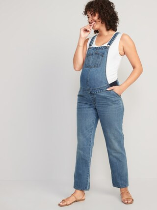 Maternity Side-Panel Slouchy Straight Jean Overalls | Old Navy (US)