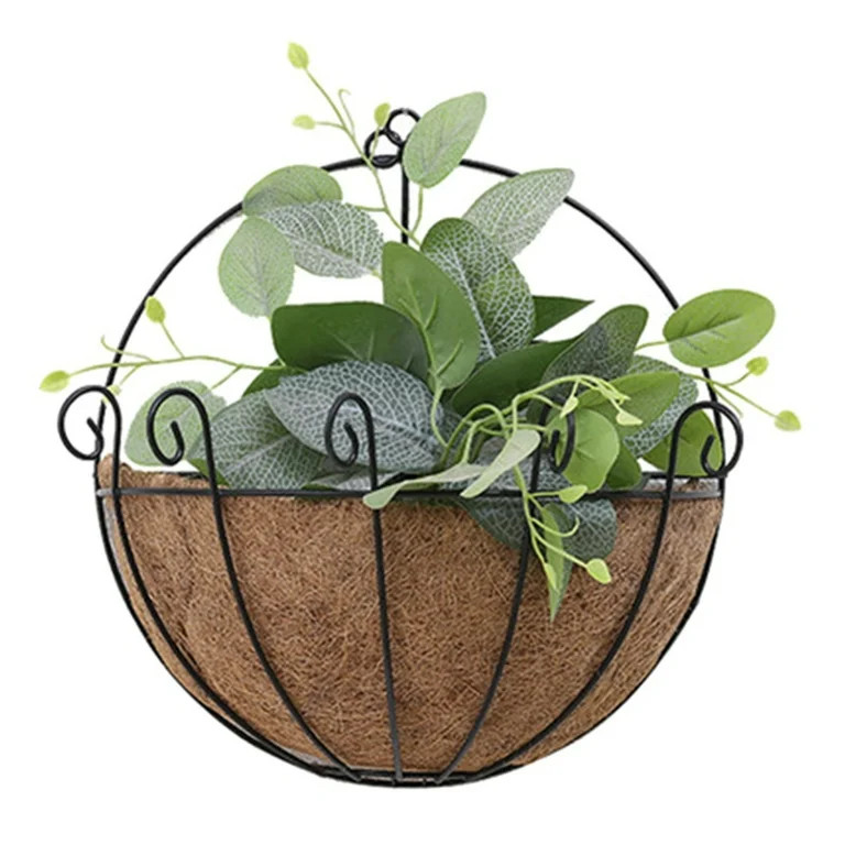 Iron Wall Hanging Planters Basket Half Round Plant Flower Wall Holder with Coco Coir Liner Plant ... | Walmart (US)