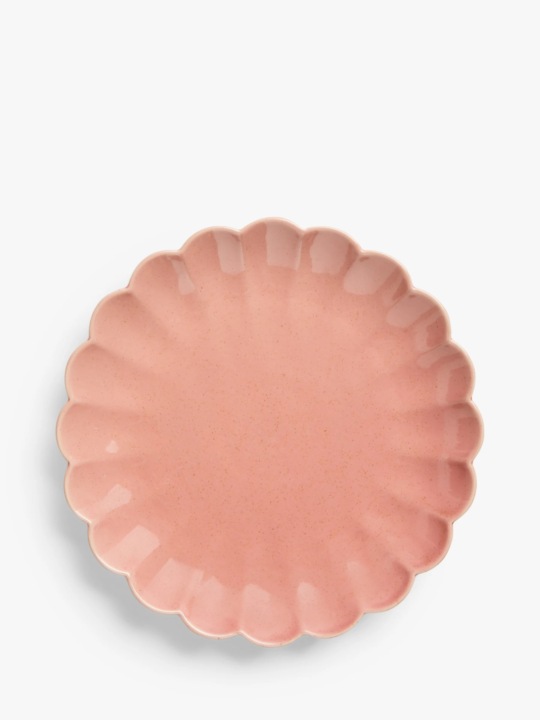 John Lewis Scalloped Speckled Stoneware Dinner Plate, 26cm, Pink | John Lewis (UK)