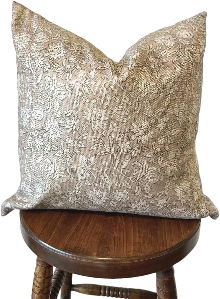 Neutral Modern Vintage Whimsical Floral Pillow Cover | Amazon (US)