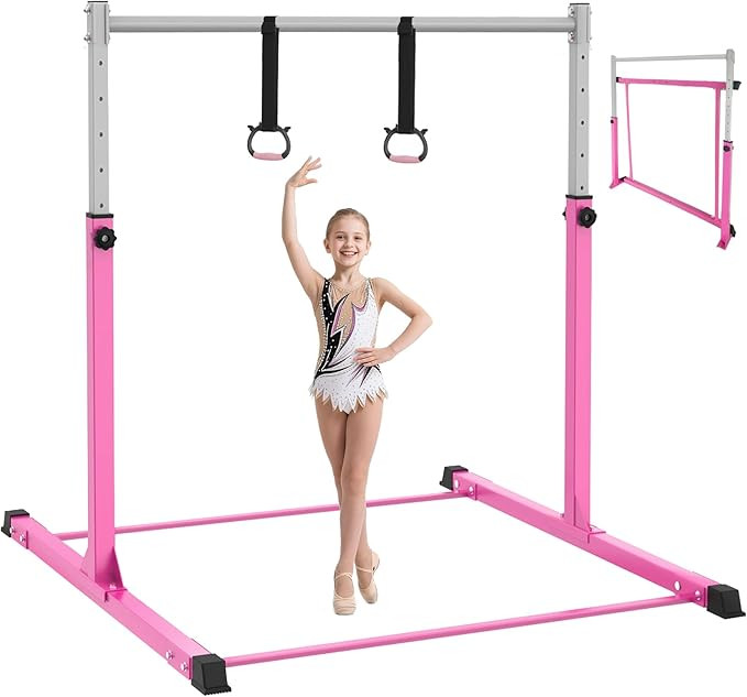 Safly Fun Gymnastics Bar for Kids Ages 3-15 for Home - Steady Steel Construction, Anti-Slip, Easy... | Amazon (US)