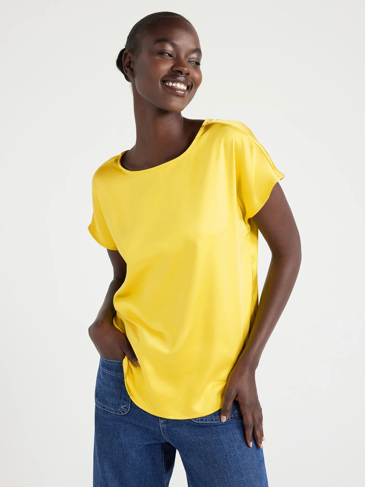 Free Assembly Women’s Satin Dolman Sleeve Blouse, Sizes XS-XXXL | Walmart (US)