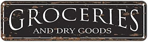 Retro Tin Sign Groceries & Dry Goods Wall Decor Bar Restaurant 4x16 Inch | Amazon (US)