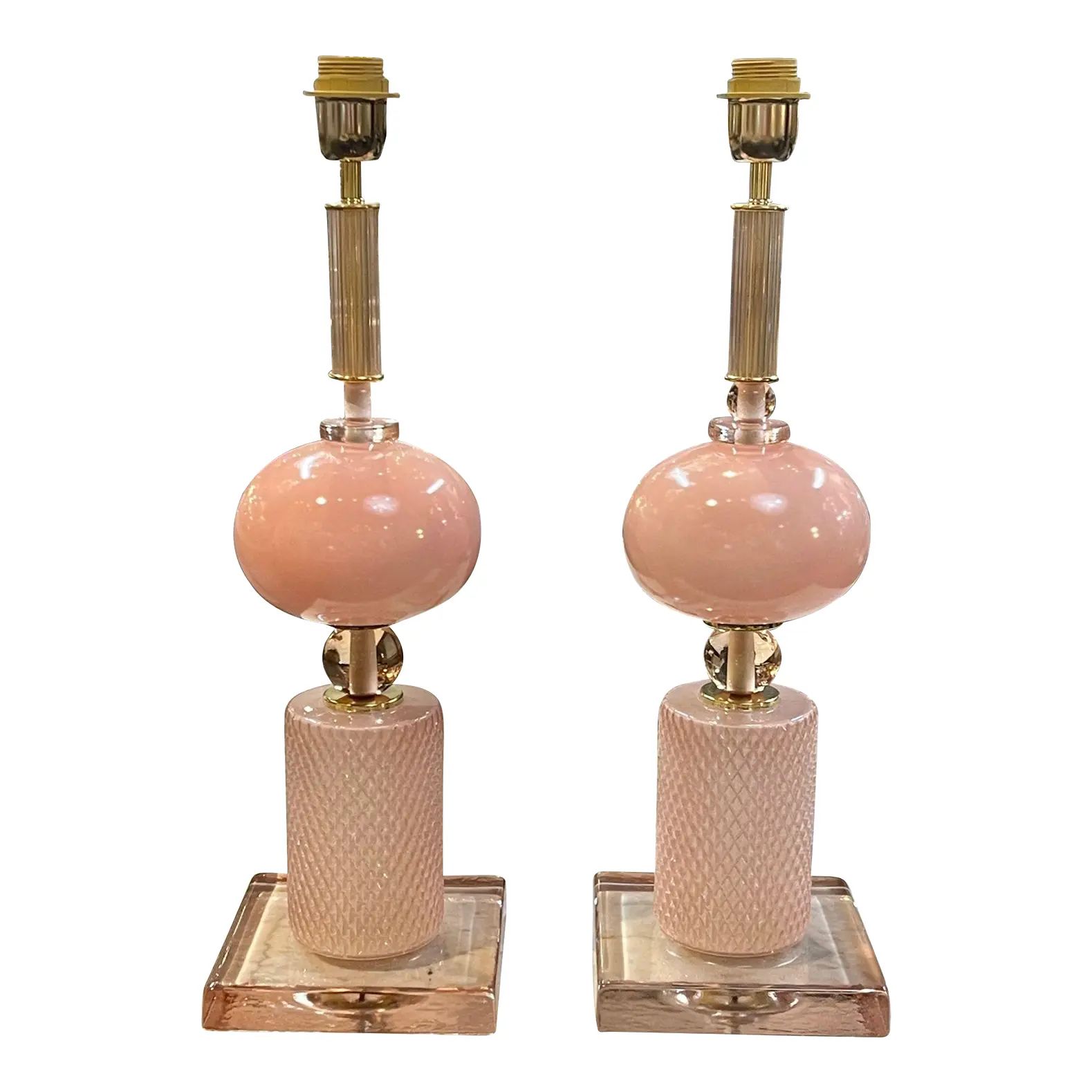 Modern Pink Murano Glass Lamps | Chairish