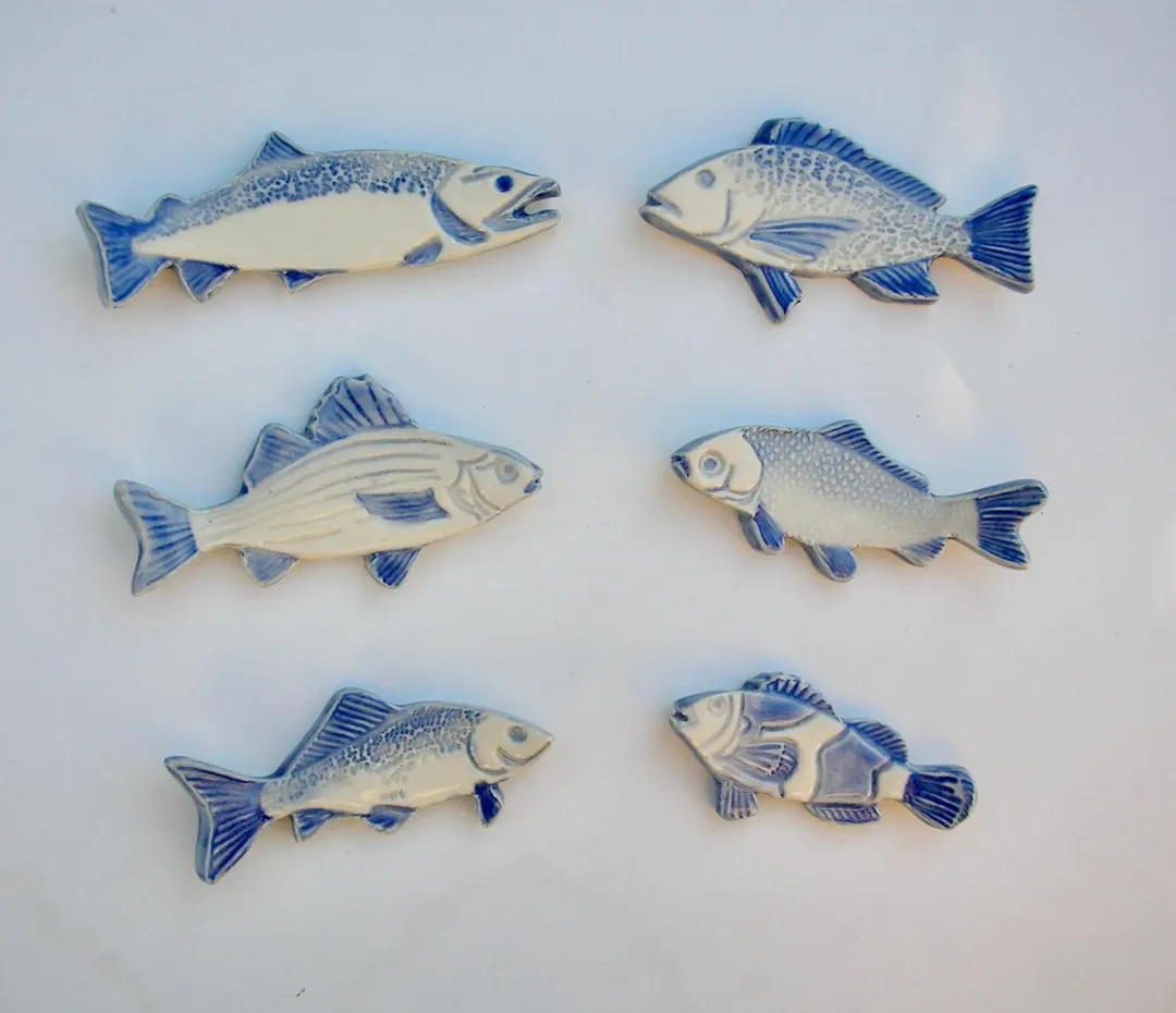 Six Large Ceramic knife / Chopstick /Spoon/Pen Rests,  Six Fish Variety, Handmade and Hand Painte... | Etsy (US)