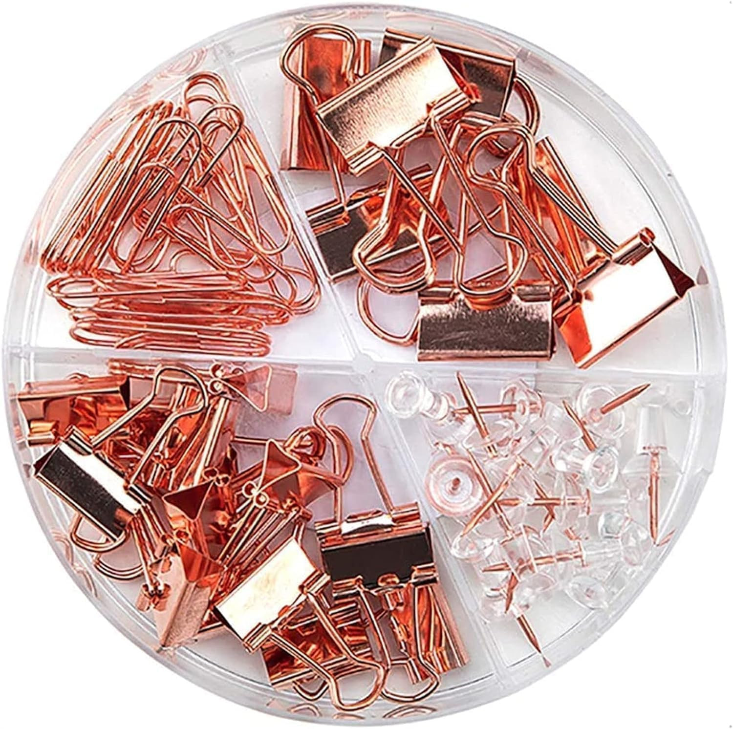 72 Pcs Gold Push Pins Paper Clips Binder Clips Tacks,4 Styles Office Supplies Set with Box for Of... | Amazon (US)