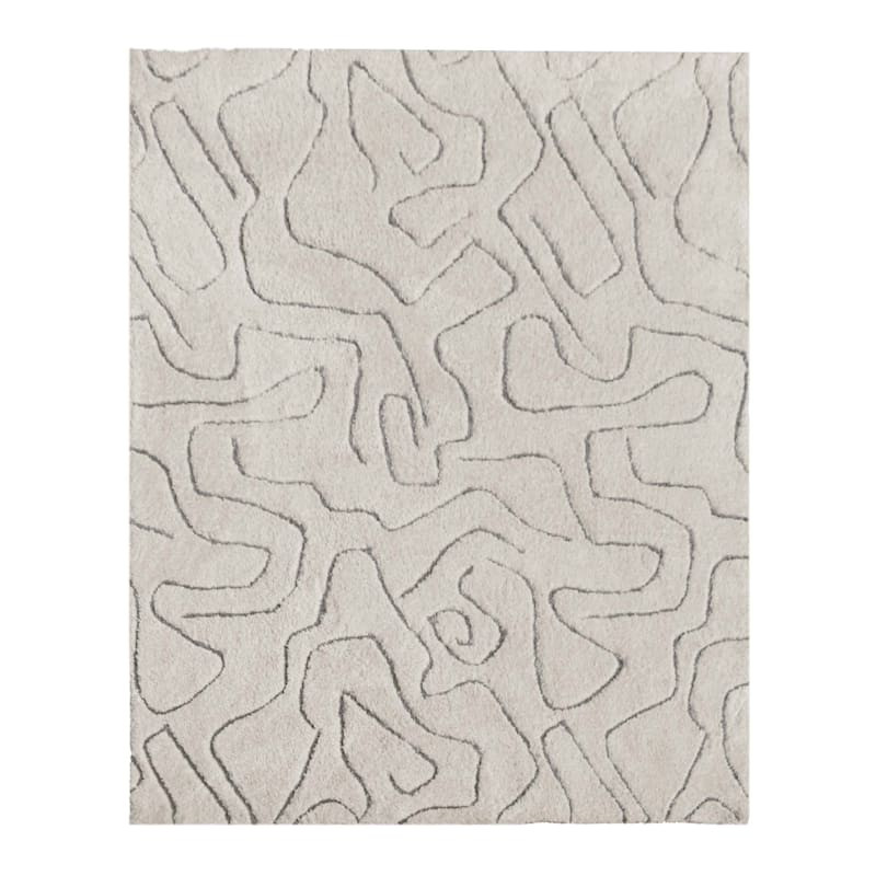 (C189) Crosby St. Ivory Geometric Shag Area Rug, 8x10 | At Home