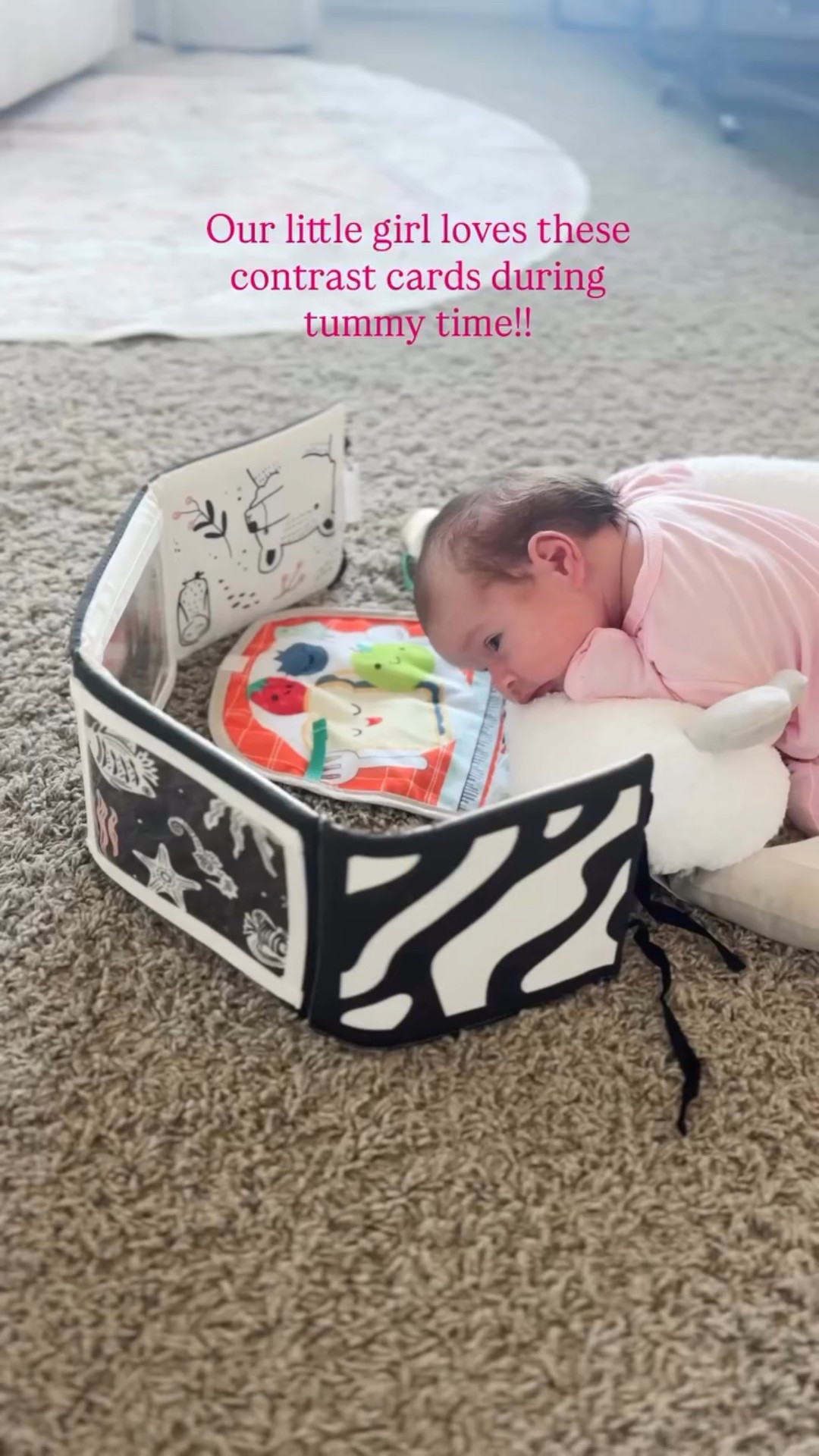 I wasn’t sure how engaged our little girl would be with these color contrast cards but so far they have held her attention so well! 10/10 recommend! 
#babyessentials #babymusthaves #newborn #newmom #baby #amazonfinds #amazonmusthaves #mom #mommyblogger #mommylife

#LTKKids #LTKBaby