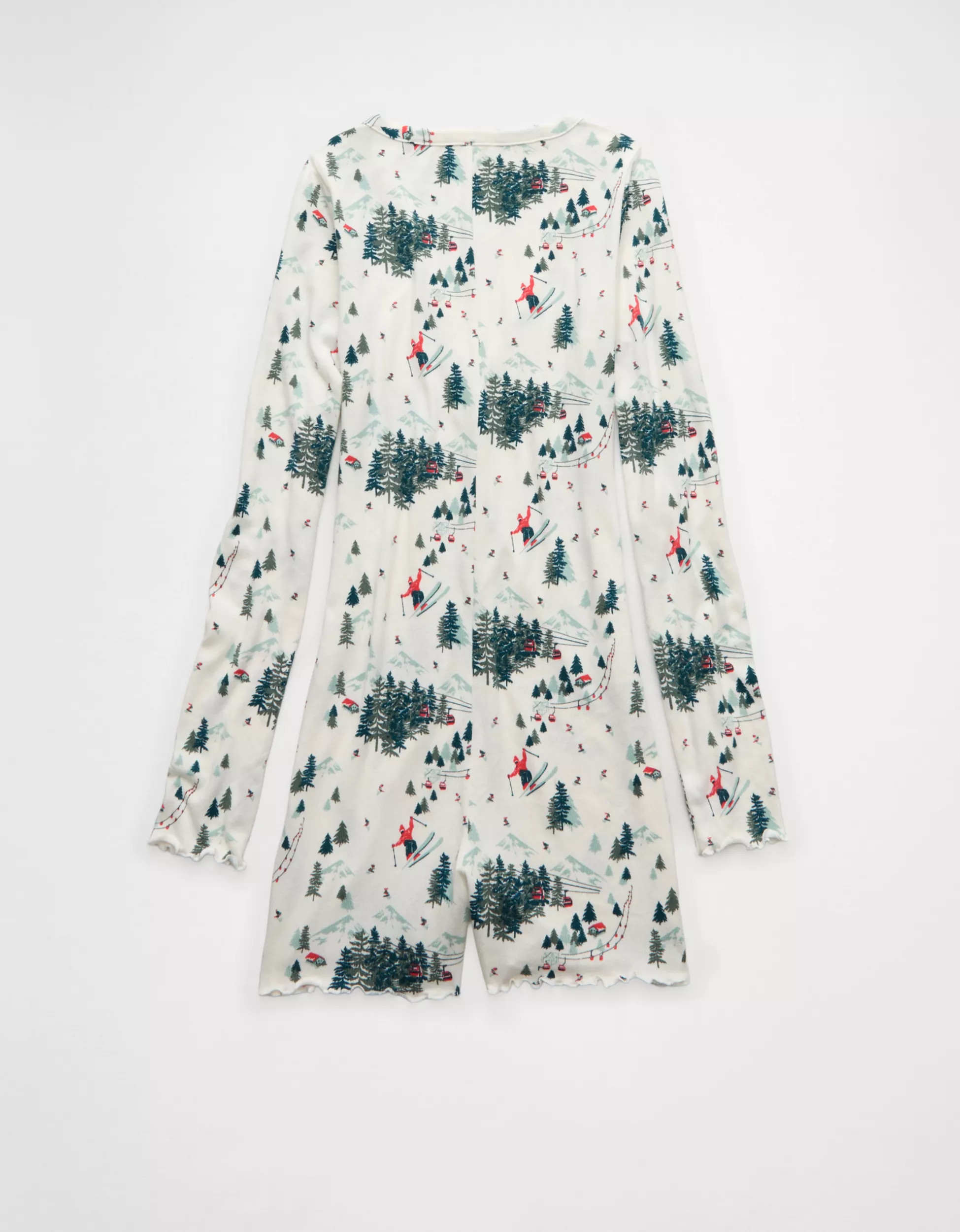 AE Luxe Plush Long Sleeve Romper | American Eagle Outfitters (US & CA)