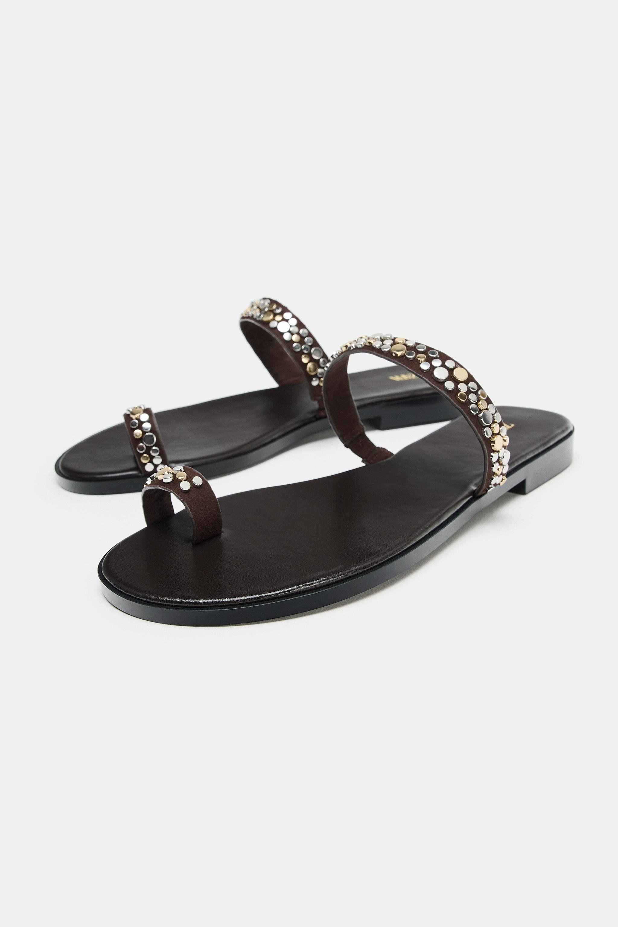 FLAT STUDDED SANDALS | Zara US
