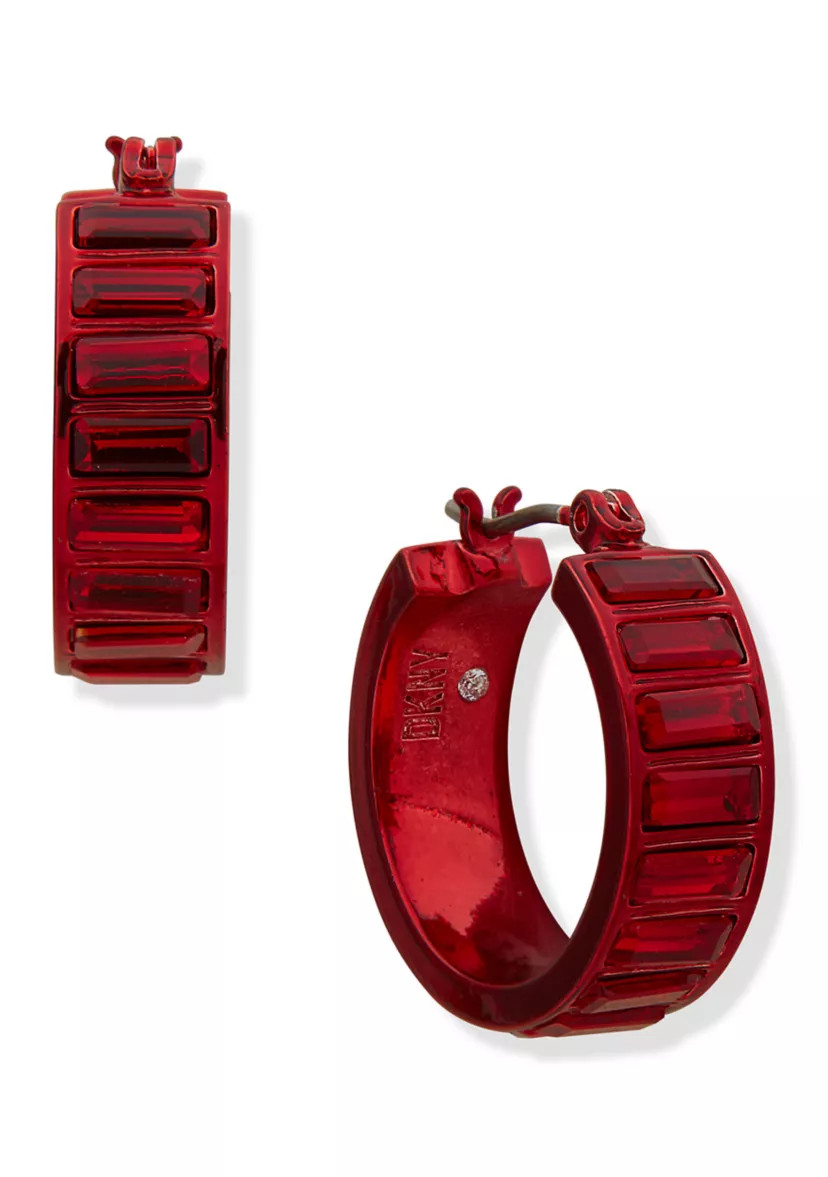 17 Millimeter Stone Hoop Earrings | Belk