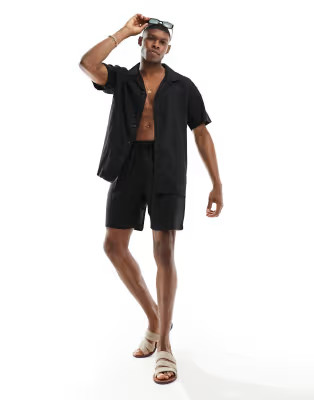 South Beach linen blend beach shorts in black | ASOS (Global)