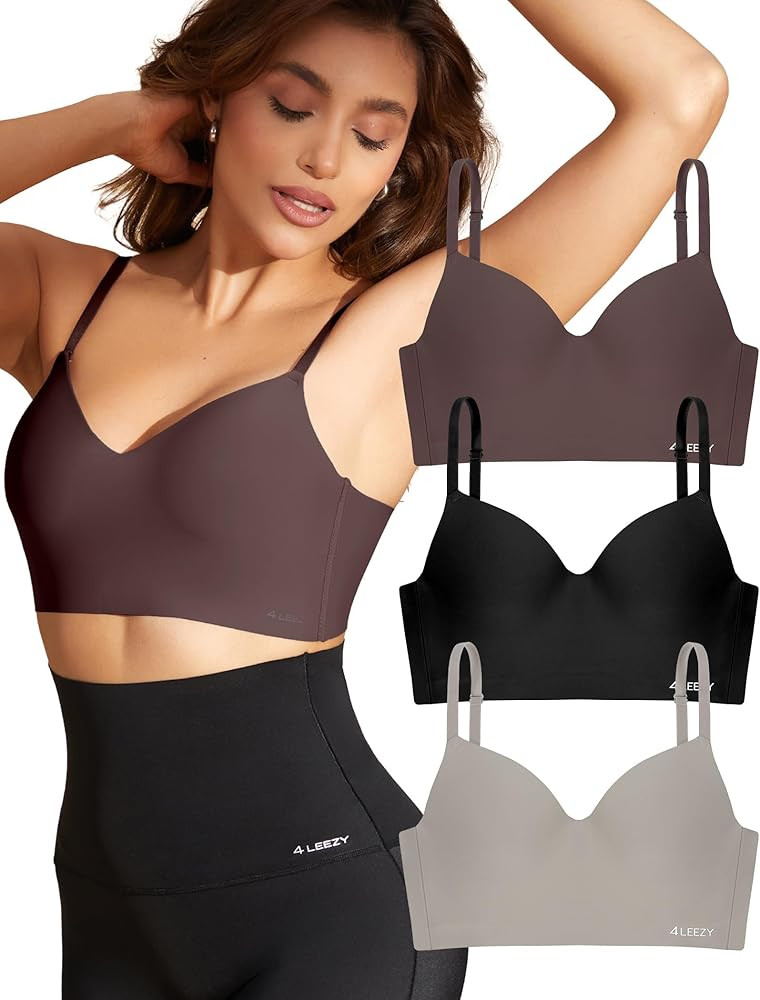 4Leezy Women's Seamless Push Up Bra Longline Wireless Padded Bralettes with Support Lift Plunge T... | Amazon (US)