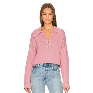 Show Me Your Mumu Crawford Sweater Pink S Revolve Collared Henley Knit Crop Boho | Poshmark