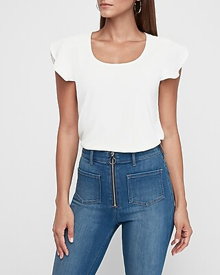 Flutter Sleeve Scoop Neck Top | Express