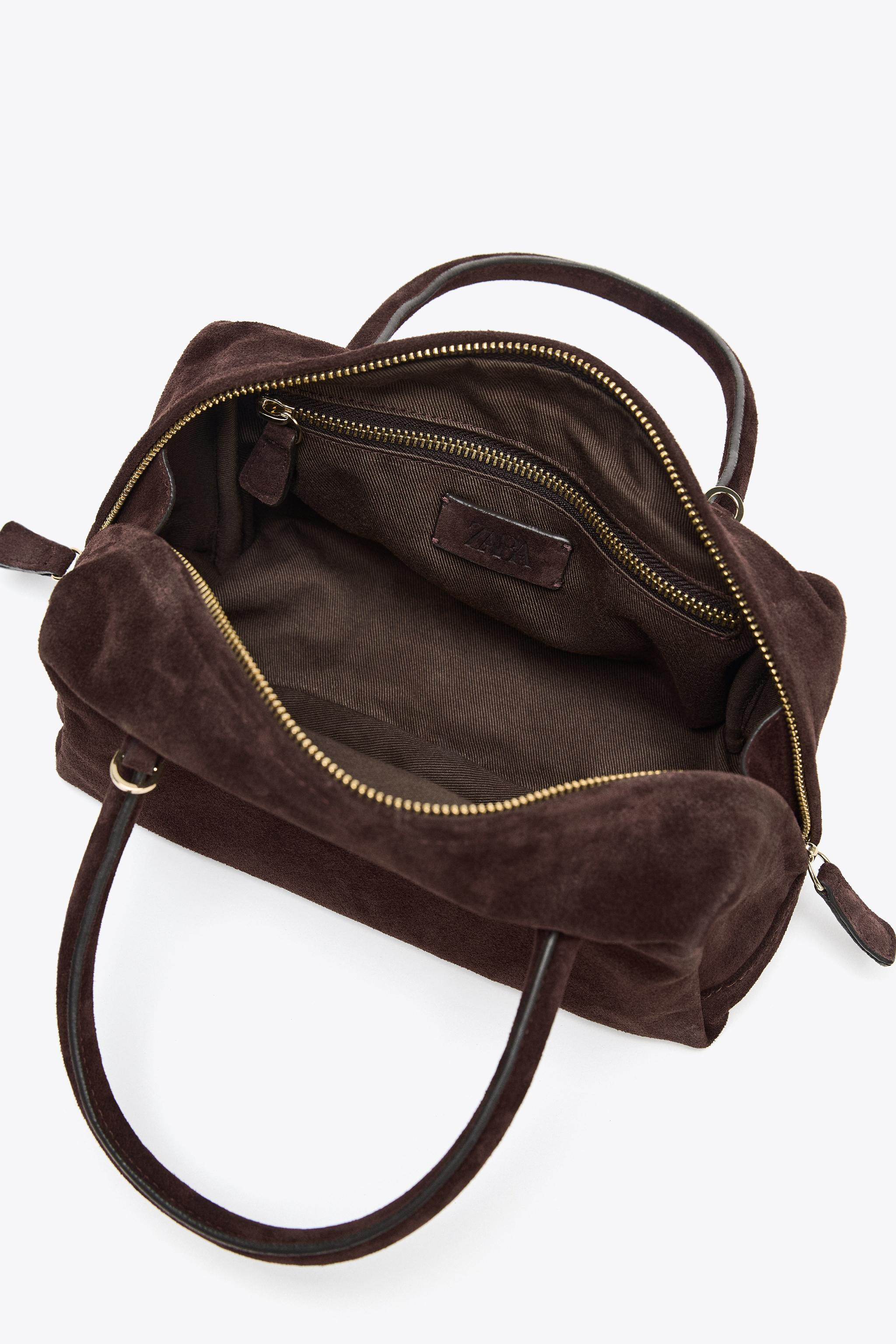 SPLIT SUEDE BOWLING BAG | Zara UK