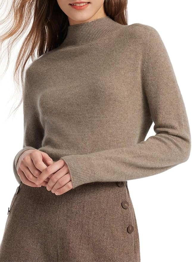 100% Pure Cashmere Womens Sweater Long Sleeve Mock Neck Soft and Lightweight Warm Sweater Top | Amazon (US)