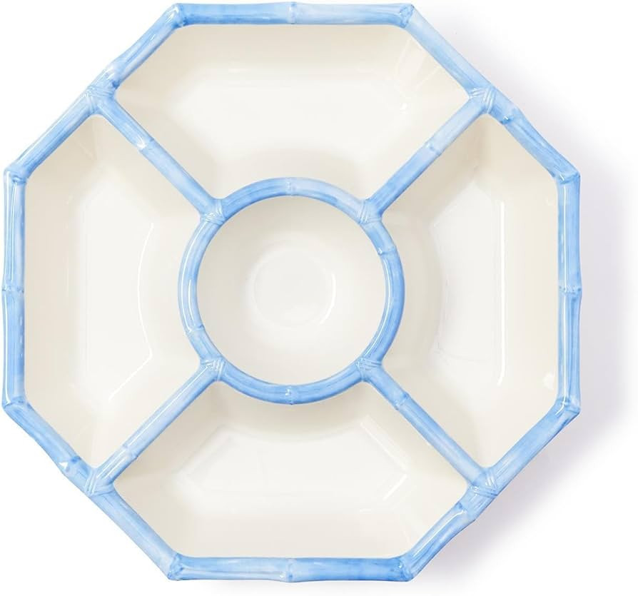 Two's Company French Blue Bamboo Touch Chip and Dip Bowl, 15.5-Inch, Melamine | Amazon (US)