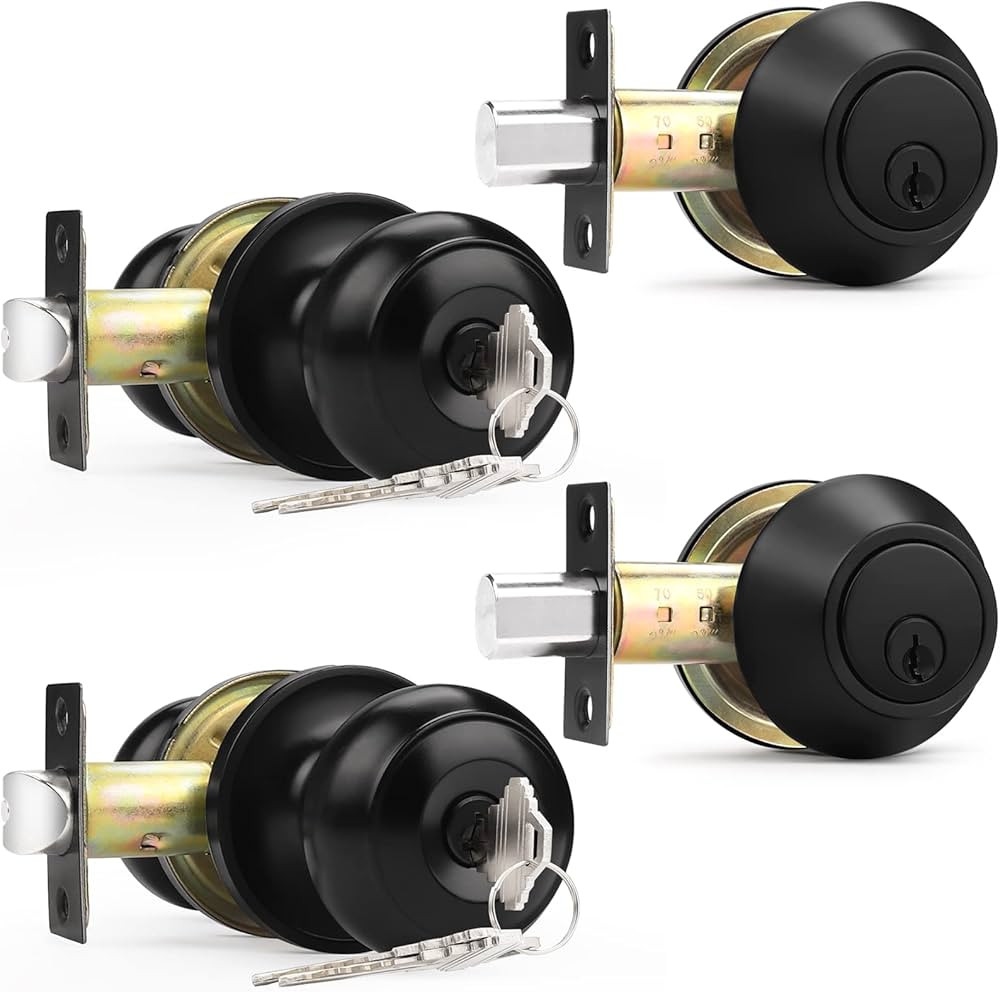 Probrico Entry Knobs Front Door Handles Exterior Lockset and Single Cylinder Deadbolt Combination... | Amazon (US)