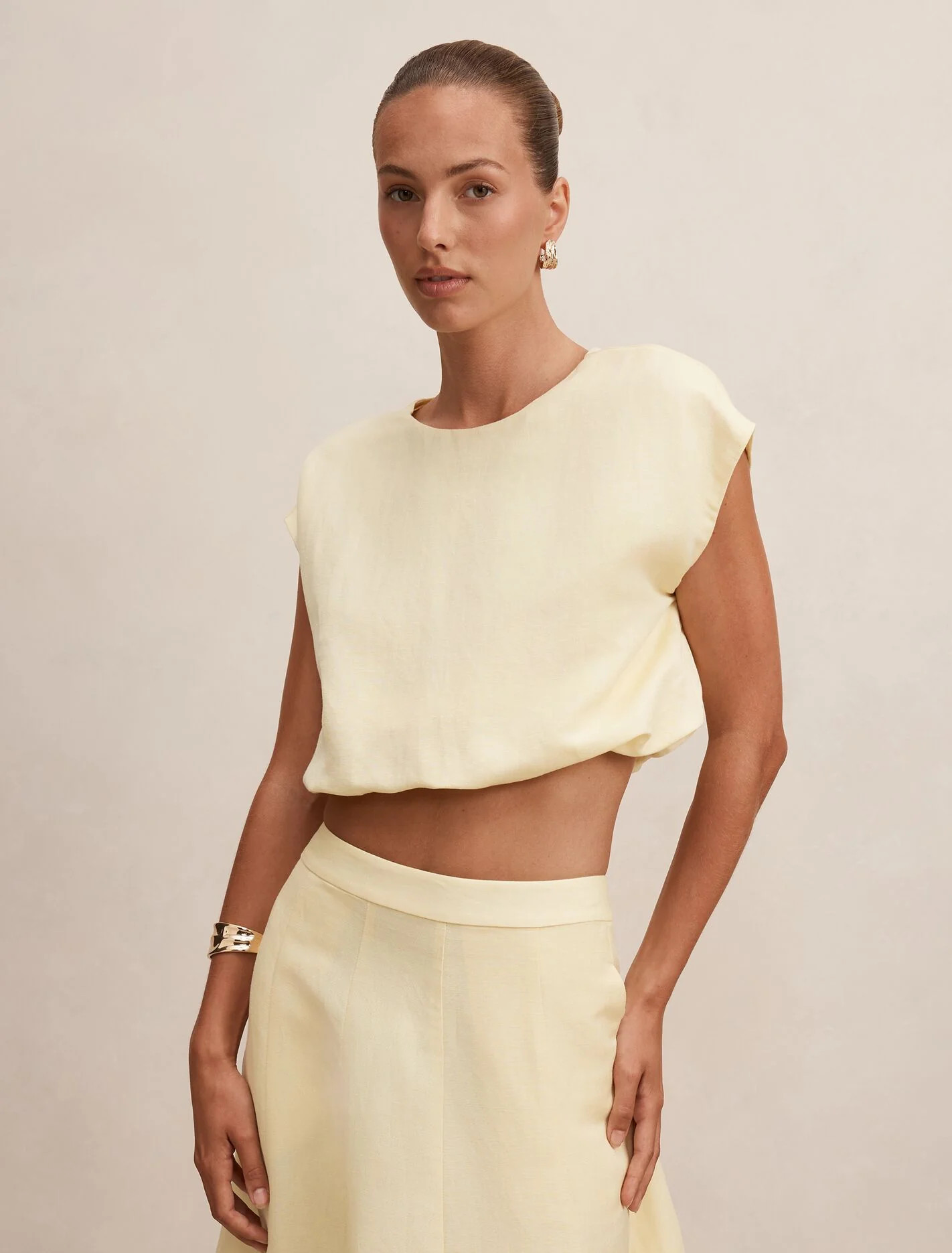 Yellow Cropped Top - Georgina Bubble Hem Top - Size 0 to 12 - Womens Bubble Top | Ever New US